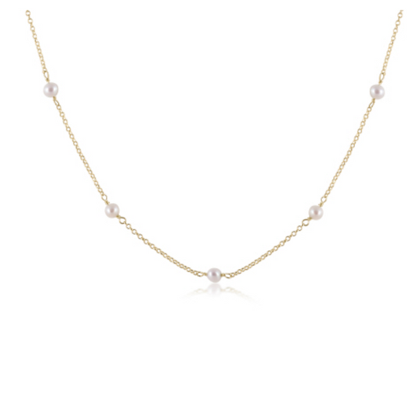 enewton® 15" Gold Choker Simplicity Chain 4mm Pearl Necklace
