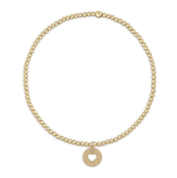 enewton® Classic Gold 2mm Bead Bracelet - Love Small Heart Gold Disc