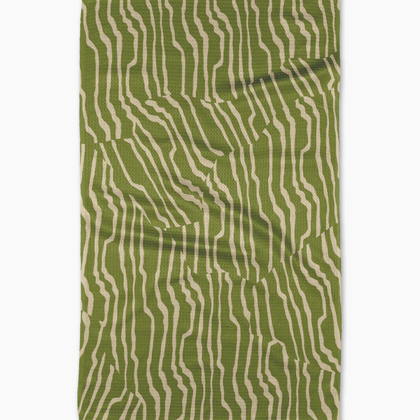 Geometry House® Kitchen Dish Tea Towel - Stripe Funk Grounds Green