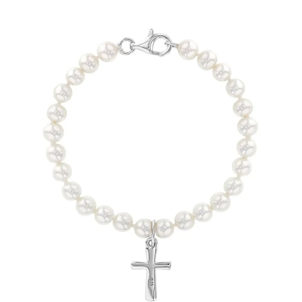 In Season® Classic Pearl and Sterling Cross Strand Bracelet