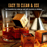 Oaksip® Charred Wooden Oak Bourbon and Whiskey Cubes Set