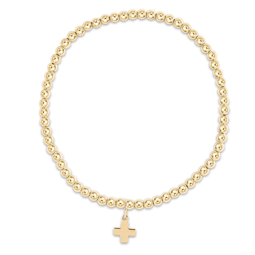 enewton® Classic Gold 3mm Bead Signature Cross Bracelet