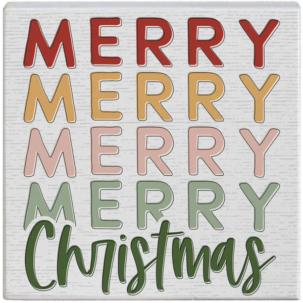 Sincere Surroundings® Wooden Talking Square - Merry Christmas