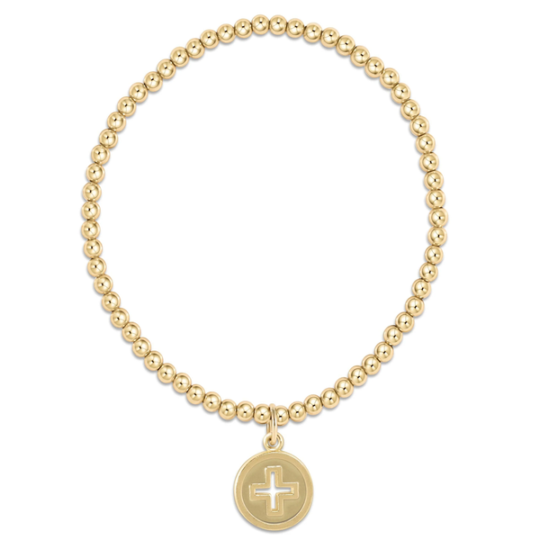 enewton® Classic Gold 3mm Bead Signature Cross Disc Bracelet