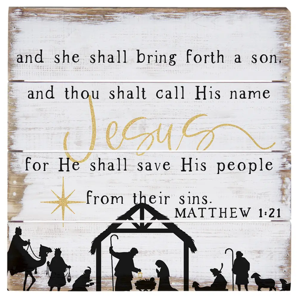 Sincere Surroundings® Wooden Pallet Sign - Matthew 1:21