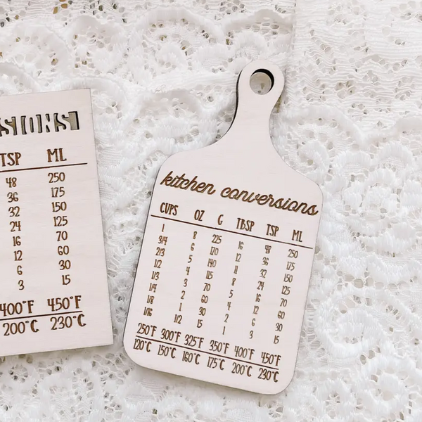 The Adorned Fox® Wooden Magnet - Kitchen Measurement Conversion