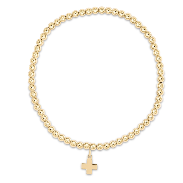 enewton® Extends Gold 3mm Bead Signature Cross Charm Bracelet