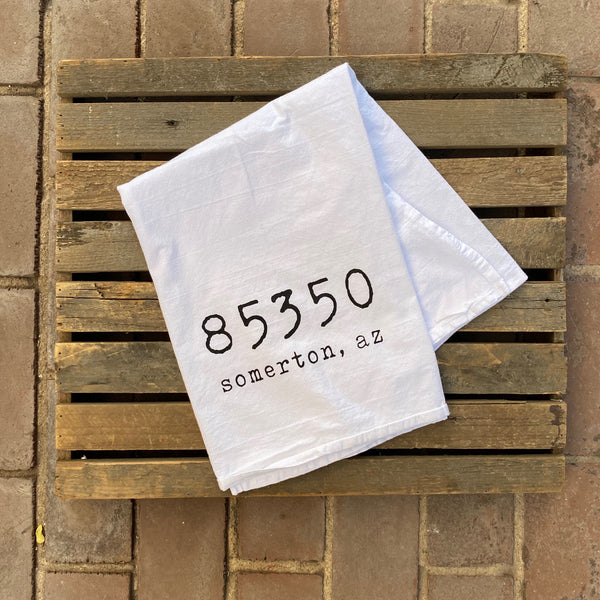 Yuma Roots™ Zip Code Dish Towel "Somerton, AZ 85350”