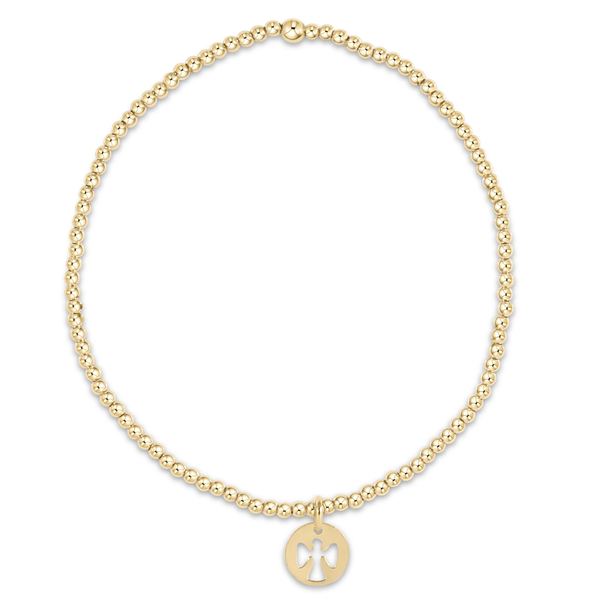 enewton® Classic Gold 2mm Bead Bracelet - Guardian Angel Charm