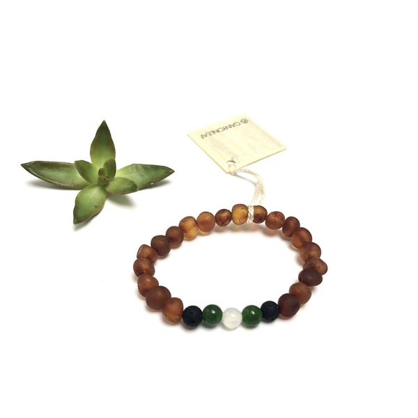 Canyon Leaf™ Baltic Amber + Jade + Lava Stone