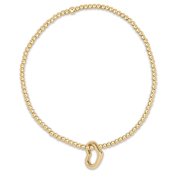 enewton® Classic Gold 2.5mm Bead Bracelet - Love Heart Gold Charm