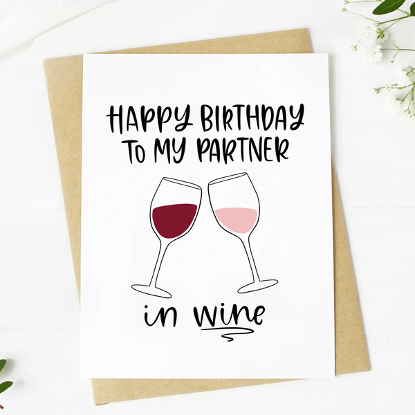 Big Moods® Card - Happy Birthday to my Partner in Wine