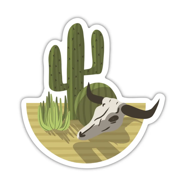 Big Moods® Vinyl Sticker - Western Cactus & Cow Skull