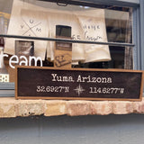 Driftless Studios® Wooden Box Sign - Yuma Arizona Coordinates