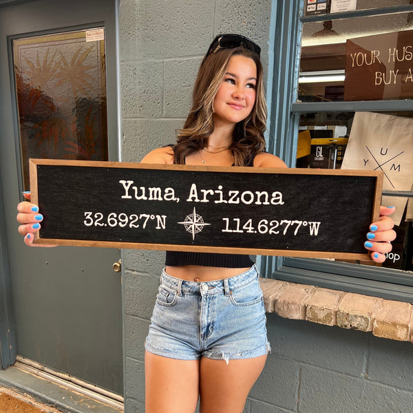 Driftless Studios® Wooden Box Sign - Yuma Arizona Coordinates