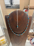 Ella E Designs® Sterling Silver Navajo Pearl and Turquoise Bead Necklace - 4mm - 15"-19.5"