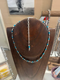 Ella E Designs® Sterling Silver Navajo Pearl and Turquoise Bead Necklace - 4mm - 15"-19.5"