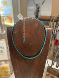 Ella E Designs® Sterling Silver Navajo Pearl and Turquoise Bead Necklace - 4mm - 14-17.5"