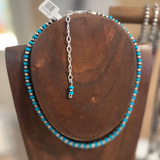 Ella E Designs® Sterling Silver Navajo Pearl and Turquoise Bead Necklace - 4mm - 14-17.5"