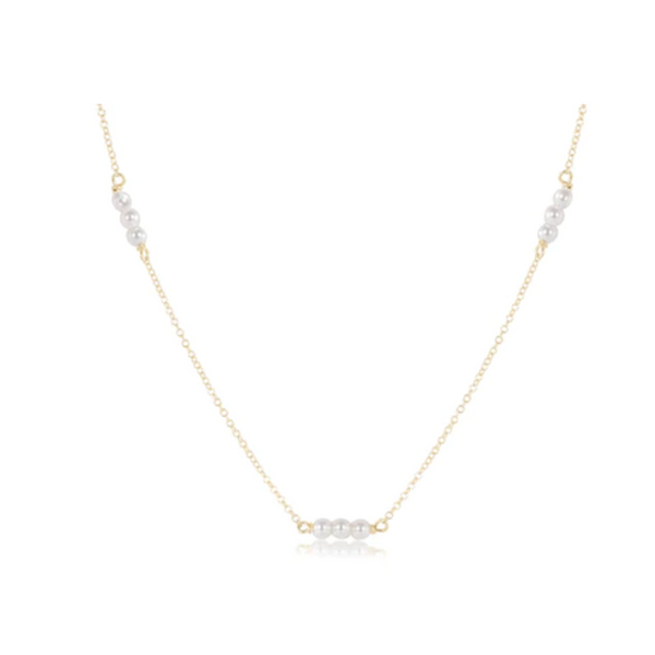 enewton® 15" Gold Choker Joy Simplicity Chain 3mm Pearl Necklace