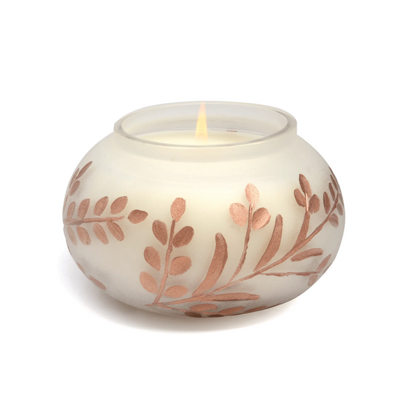 PaddyWax® Frosted Glass with Copper Etch Cypress + Fir Glass Candle 9 oz
