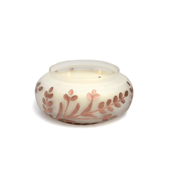PaddyWax® Frosted Glass with Copper Etch Cypress + Fir Glass Candle 14oz