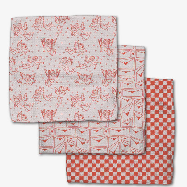 Geometry House® Kitchen Dishcloth Set - Cupid's My Valentine