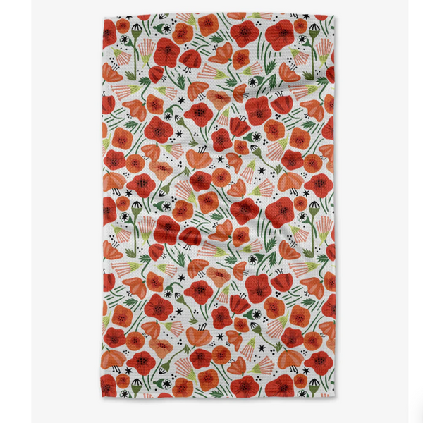 Geometry House® Kitchen Dish Tea Towel - Poppy Power