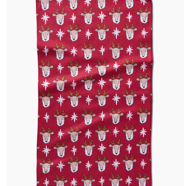 Geometry House® Kitchen Dish Tea Towel - Reindeer Star