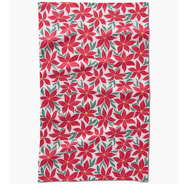 Geometry House® Kitchen Dish Tea Towel - Poinsettia Party