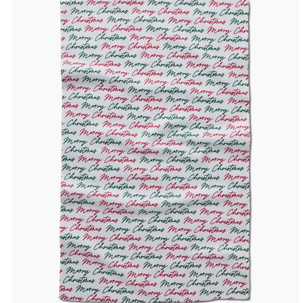 Geometry House® Kitchen Dish Tea Towel - Merry Christmas Greetings