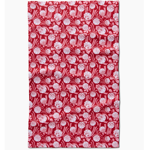 Geometry House® Kitchen Dish Tea Towel - Holiday Bells Bows