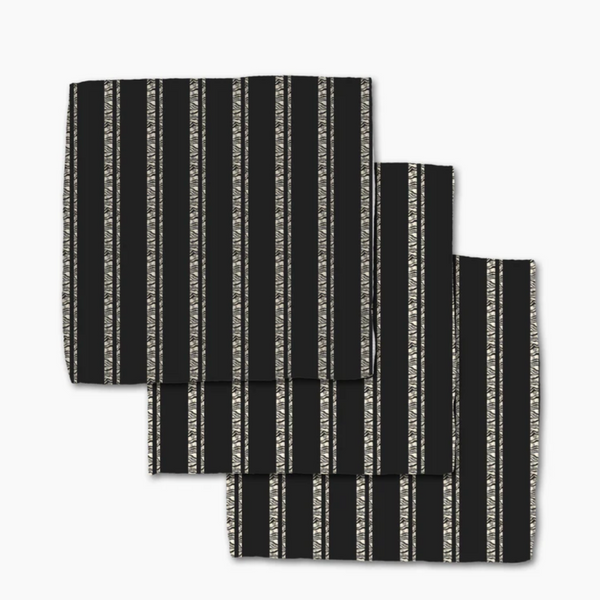 Geometry House® Kitchen Dishcloth Set - Zebra Pin Stripe Black