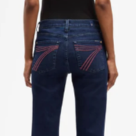 7 for all mankind jeans with the pink plum ombre stitching on the pocket.  fuschia