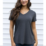 Grace & Lace® Perfect V-Neck Tee in Charcoal