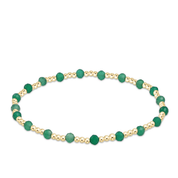 enewton® Gemstone Gold Sincerity Pattern 3mm Bead Bracelet - Green Onyx