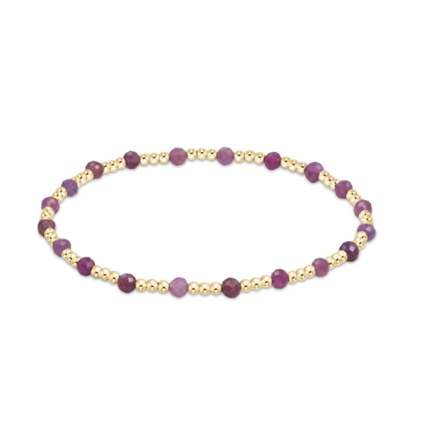 enewton® Gemstone Gold Sincerity Pattern 3mm Bead Bracelet - Ruby