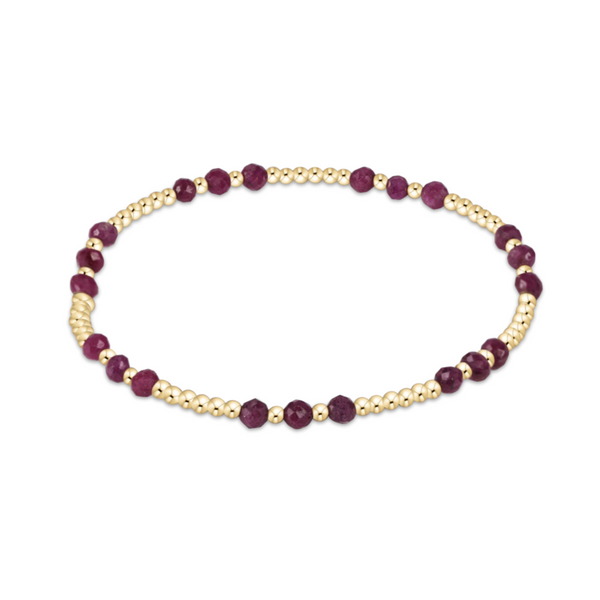 enewton® Gemstone Gold Joy Pattern 3mm Bead Bracelet - Ruby