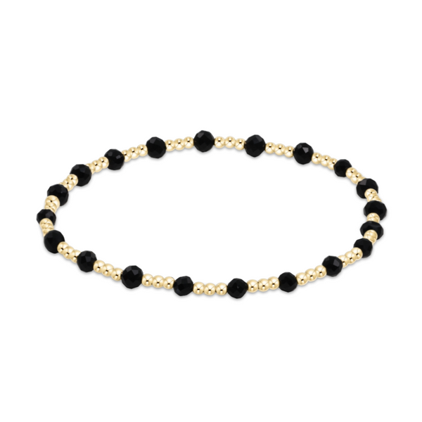 enewton® Gemstone Gold Sincerity Pattern 3mm Bead Bracelet - Faceted Onyx