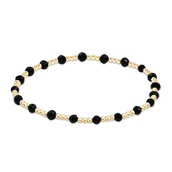 enewton® Extends Gemstone Gold Sincerity Pattern 3mm Bead Bracelet - Faceted Onyx