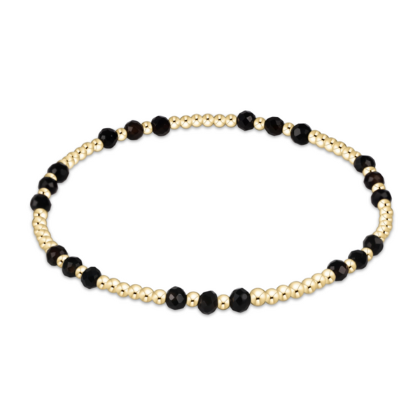 enewton® Gemstone Gold Joy Pattern 3mm Bead Bracelet - Faceted Onyx