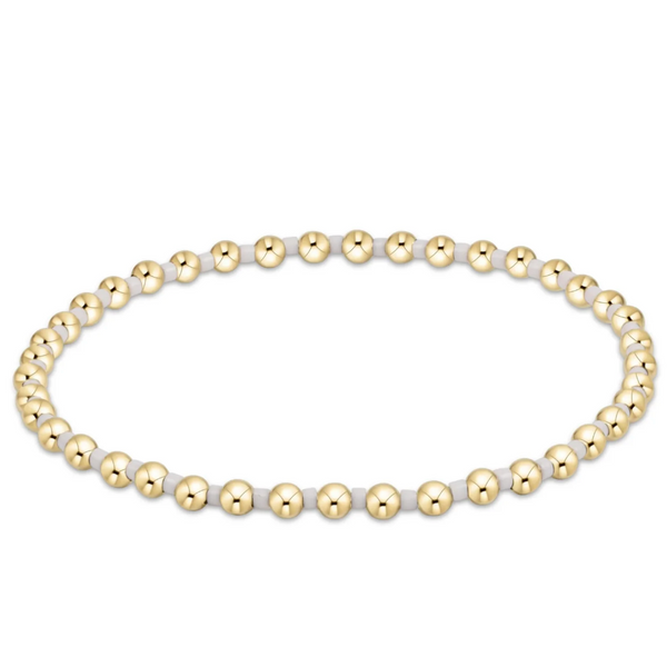 enewton® Hope Grateful 2mm Gold Bead Bracelet - White