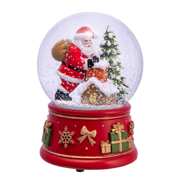 Kurt Adler® Wind-Up Musical Santa With Chimney & Tree Water Globe