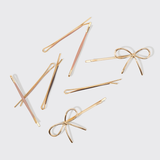 Kitsch® Metal Enamel Cloud & Bow Bobby Pins 8pc Set - Rosewood