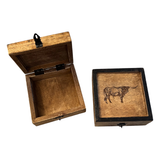 Wilco Home® Branding Iron Long Horned Bull Carved Wooden Box