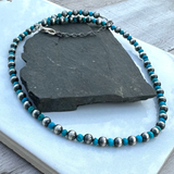 Ella E Designs® Sterling Silver Navajo Pearl and Turquoise Bead Necklace - 4mm - 16-18"