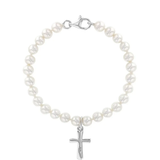 In Season® Classic Pearl and Sterling Cross Strand Bracelet