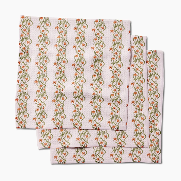 Geometry House® Kitchen Dishcloth Set - Floral Fall Stripe