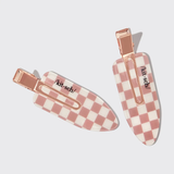 Kitsch® Recycled Plastic XL Creaseless Clips 2pc- Terracotta Checker