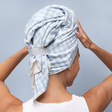 Kitsch® Extra Large Quick-Dry Hair Towel Wrap- Gingham Blue